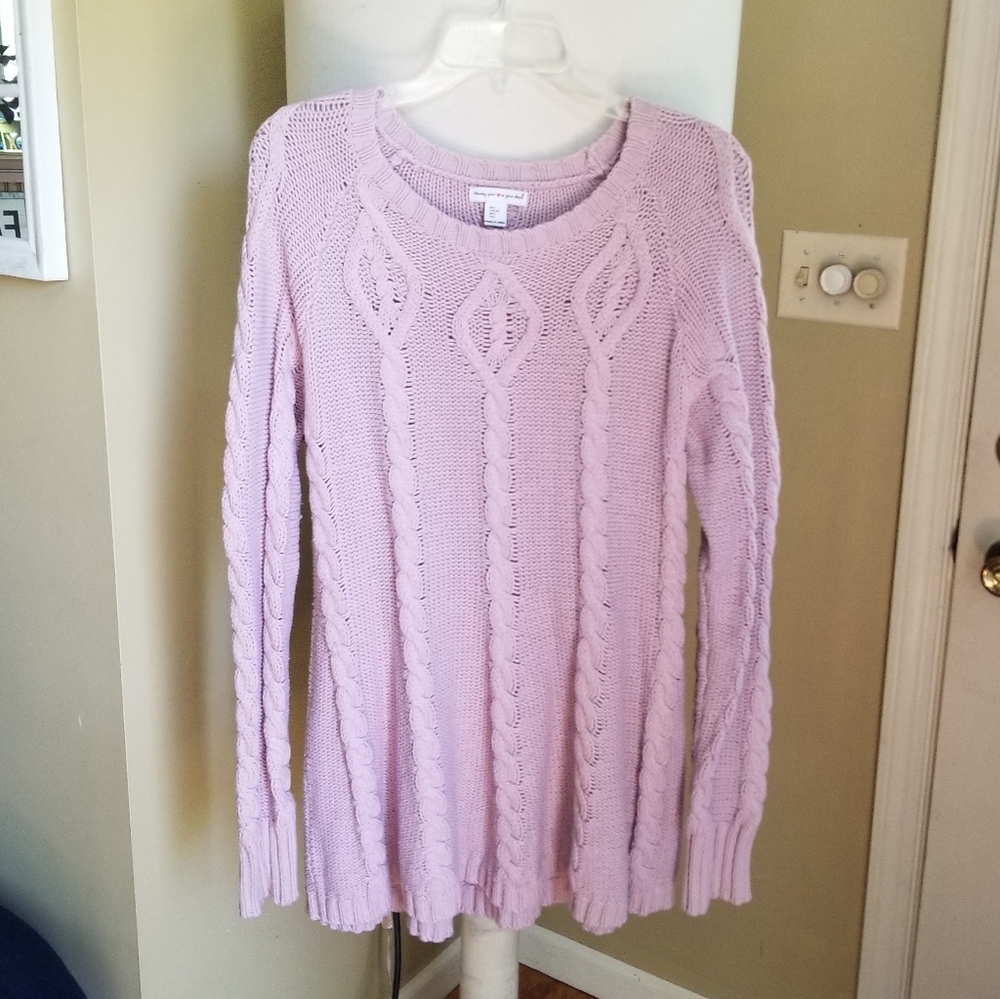 Lilac Long Cable Knit Sweater